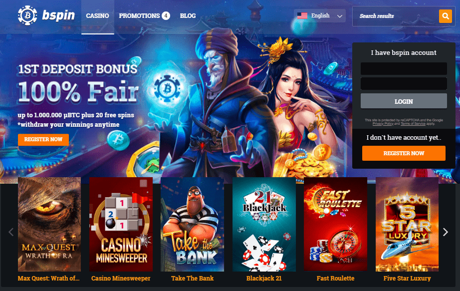 Bspin Casino Starting Page