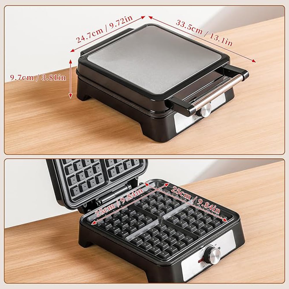 Belgian Waffle Maker with Non-Stick Plates