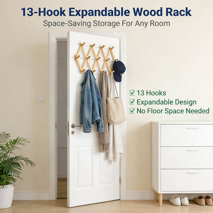 13-Hook Expandable Clothes Hanger Storage Rack