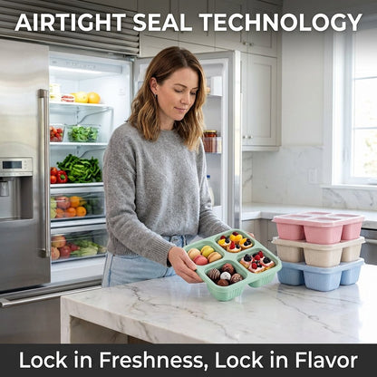 BENTO LUNCH BOX 4-COMPARTMENT MEAL PREP CONTAINER