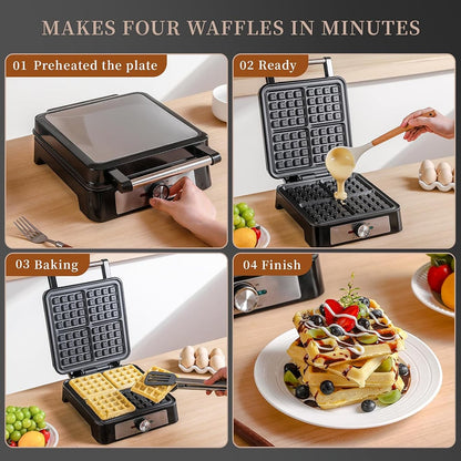 Belgian Waffle Maker with Non-Stick Plates