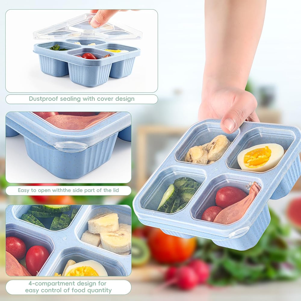 BENTO LUNCH BOX 4-COMPARTMENT MEAL PREP CONTAINER