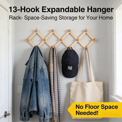 13-Hook Expandable Clothes Hanger Storage Rack