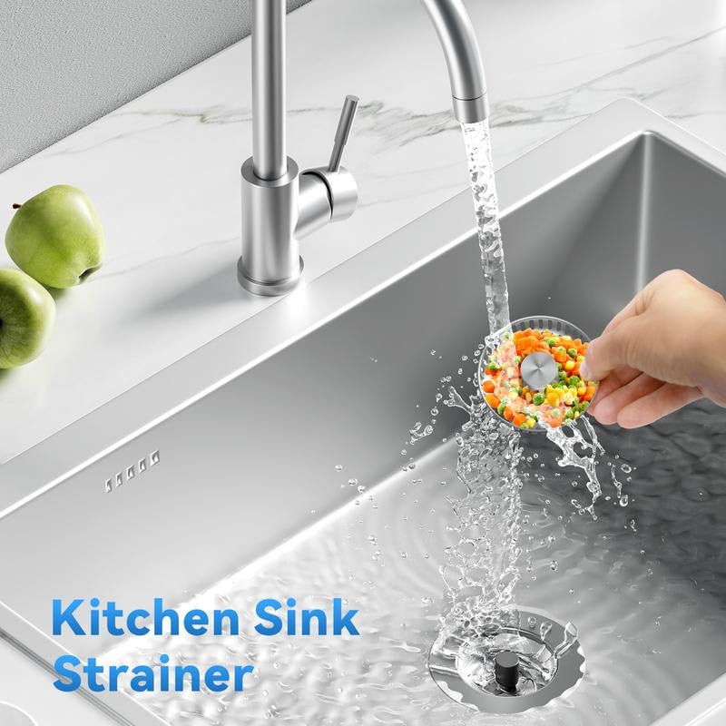 3-in-1 Kitchen Sink Drain Strainer,Stainless Steel Sink Plug, Deodorizing Anti-ClogBasket Strainer for US Standard 3-1/2 Inch Drains