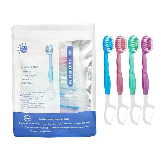 5-in-1 Mini Toothbrush & Floss Set - Compact Oral Care Kit for Travel & Business Trips (26pcs/Pack)
