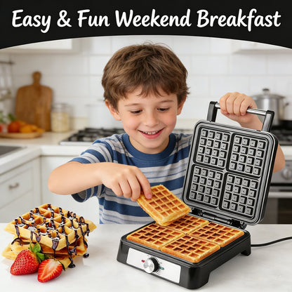 Belgian Waffle Maker with Non-Stick Plates