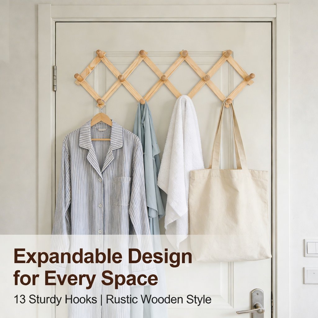 13-Hook Expandable Clothes Hanger Storage Rack