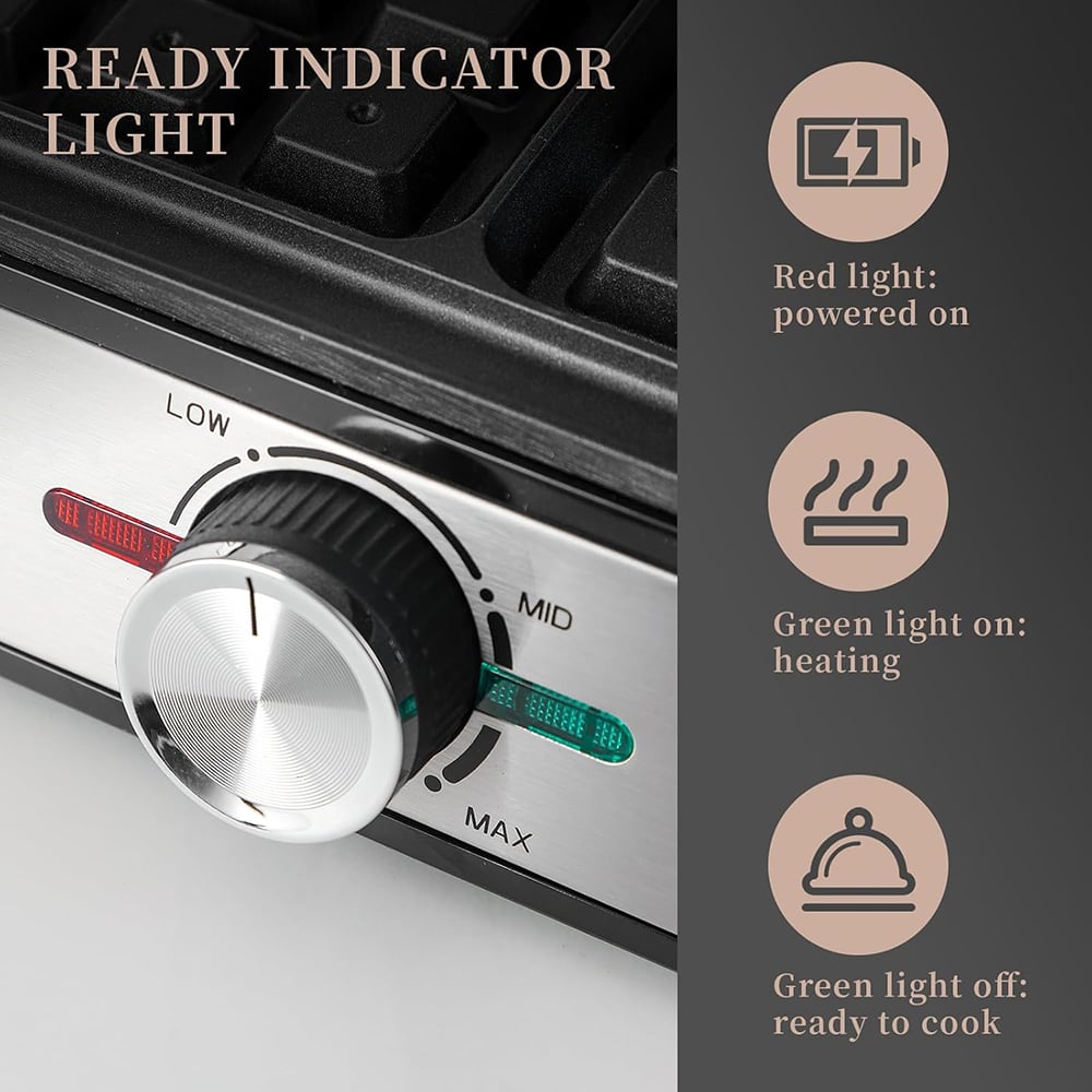Belgian Waffle Maker with Non-Stick Plates