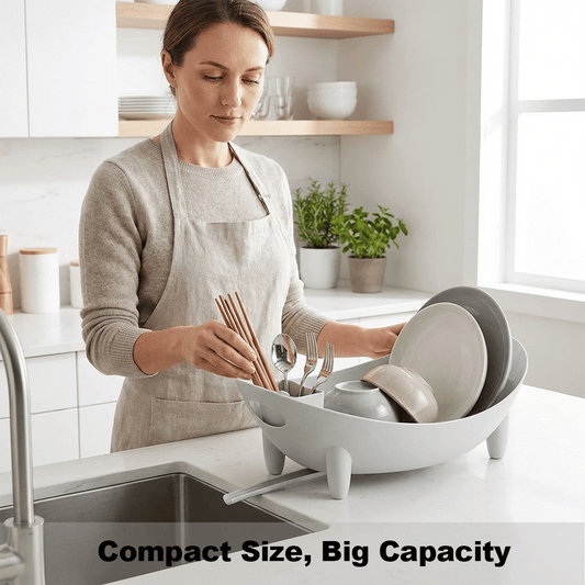 🍽️ Oval Dish Drying Rack with Utensil Holder