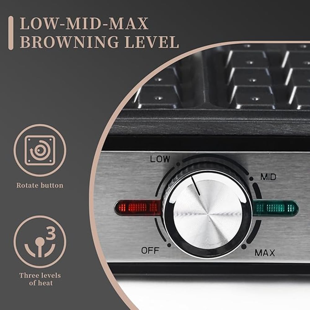 Belgian Waffle Maker with Non-Stick Plates