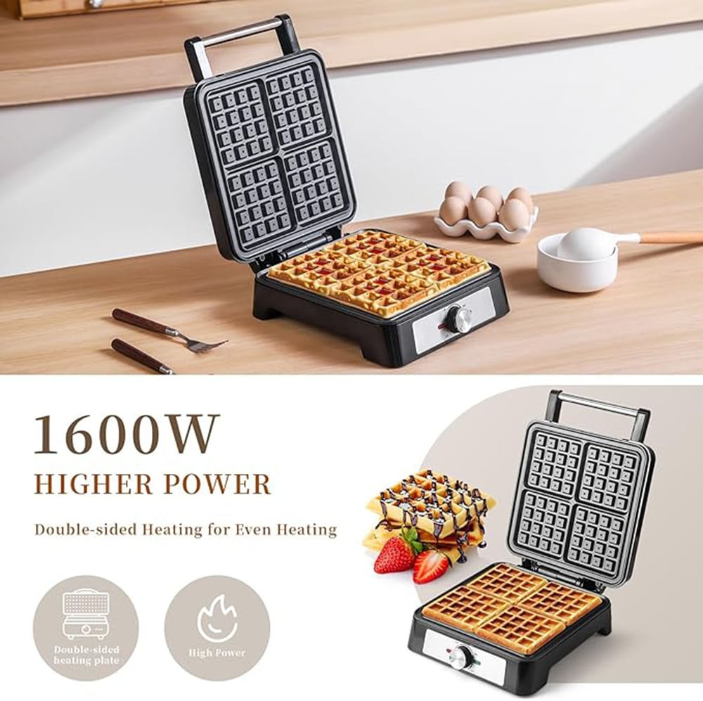Belgian Waffle Maker with Non-Stick Plates