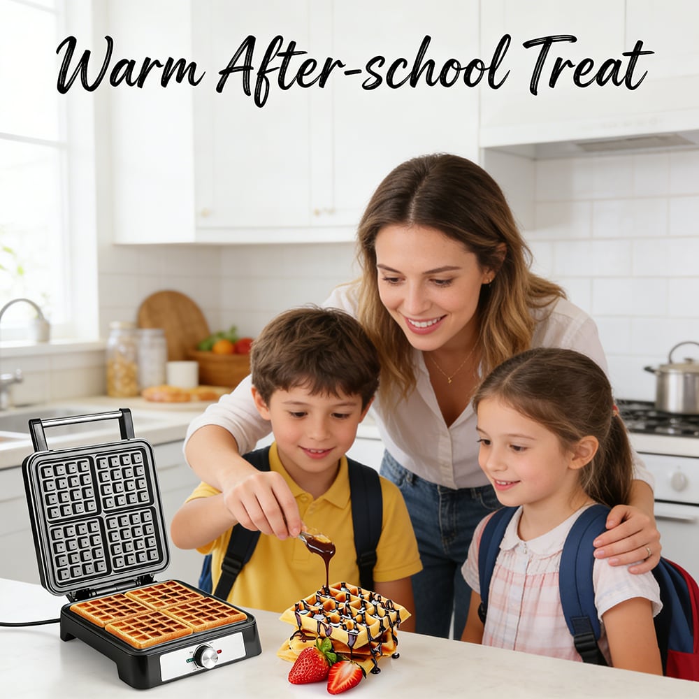 Belgian Waffle Maker with Non-Stick Plates