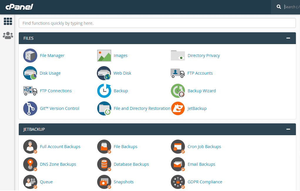 cPanel surface