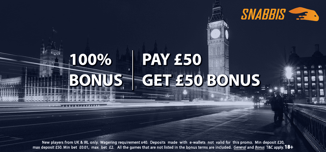 Snabbis Casino Welcome Bonus for UK players