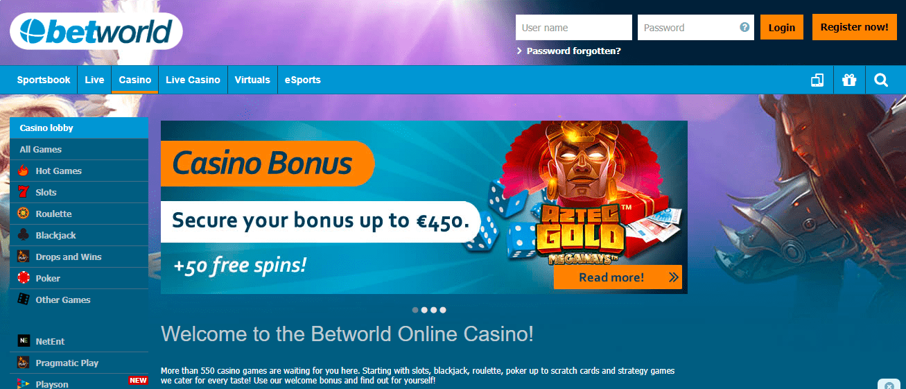 Betworld main page printscreen