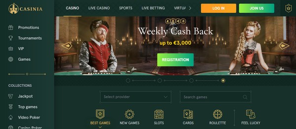 Casinia Casino welcome bonus