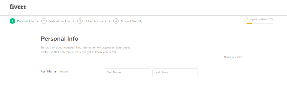 Fiverr Personal Info page