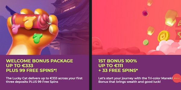 Maneki Casino welcome Bonus