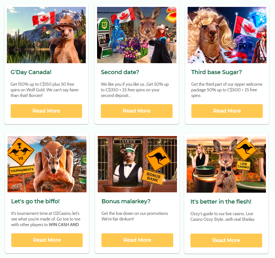 OZcasino promotional offers