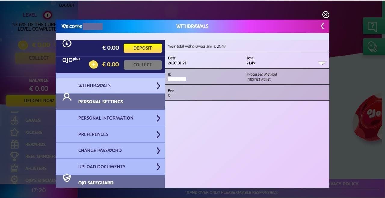 Playojo Casino proof of payment