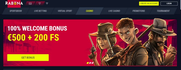 Rabona Casino welcome bonus