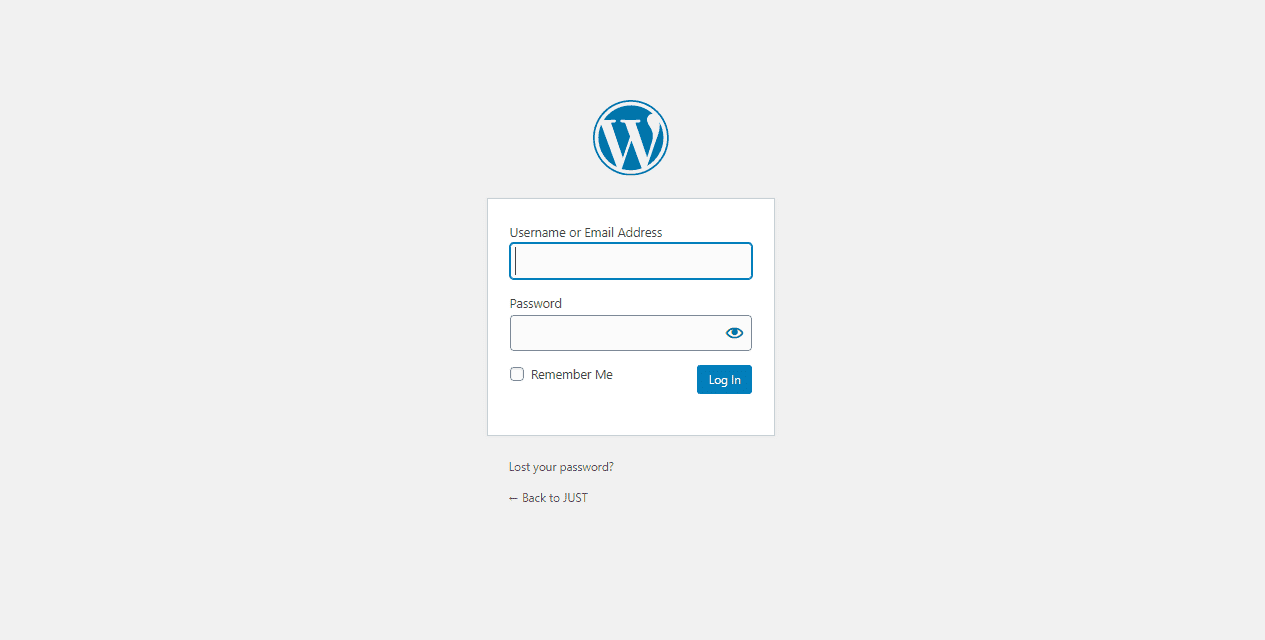 WordPress login page